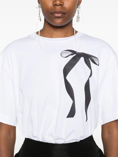 Simone Rocha ribbon bow-print T-shirt - White