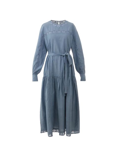 Ulla Johnson embroidered belted dress - Blue - zdjęcie produktu nr 1