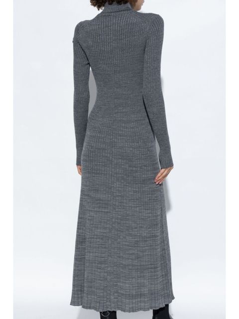 Moncler logo-patch wool maxi dress - Grey