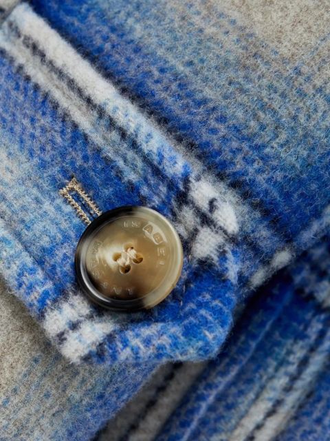 ISABEL MARANT plaid-pattern wool coat - Blue