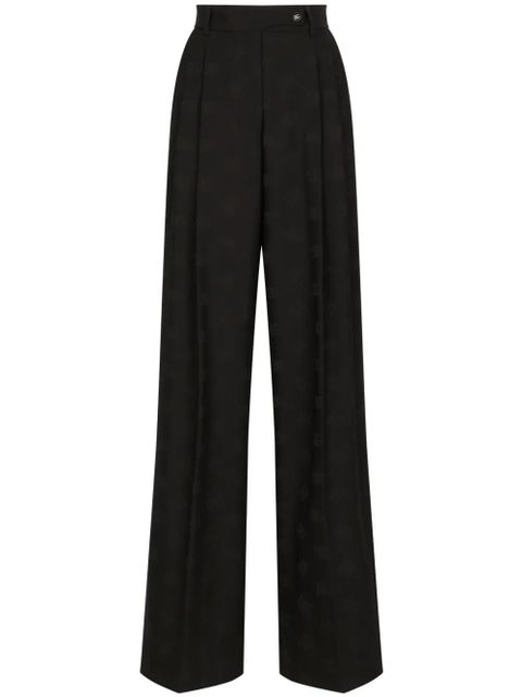 Dolce & Gabbana logo-jacquard wool palazzo pants - Black - zdjęcie produktu nr 1