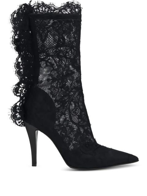 Alexander McQueen 105mm lace-trimmed stiletto boots - Black - zdjęcie produktu nr 1