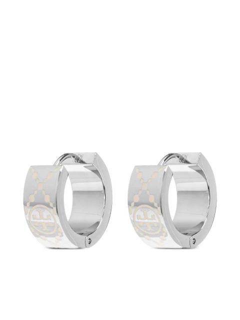 Tory Burch engraved logo earrings - Silver