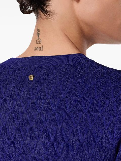 Versace textured-knit short-sleeve top - Blue
