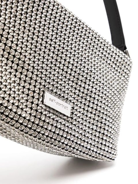Self-Portrait small Diamante shoulder bag - Silver