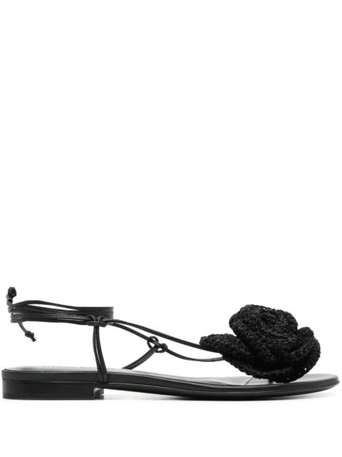 Magda Butrym crochet-floral-appliqué sandals - Black