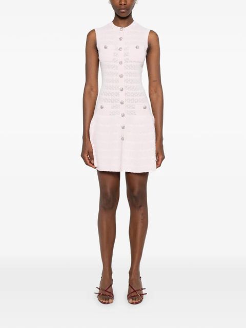 Self-Portrait embellished buttoned mini dress - Pink