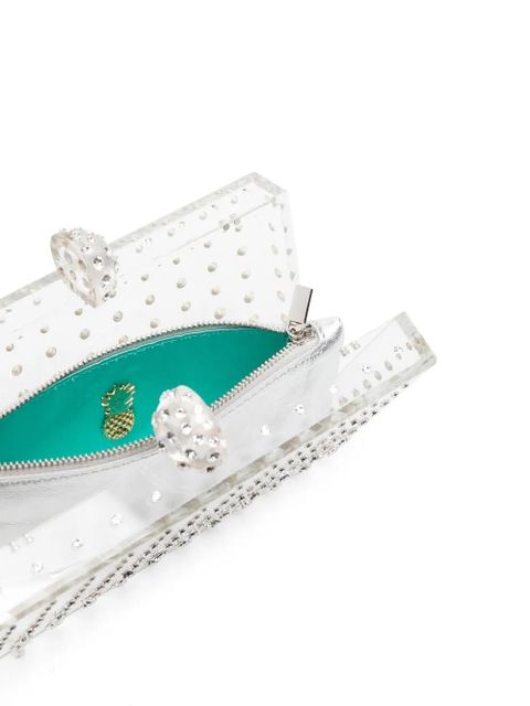 Aquazzura Tequila rhinestone-embellished clutch bag - Neutrals