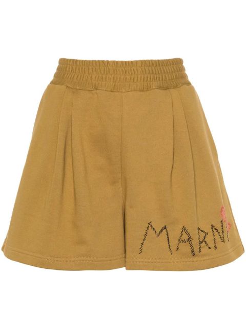 Marni logo-embroidered track shorts - Yellow - zdjęcie produktu nr 1