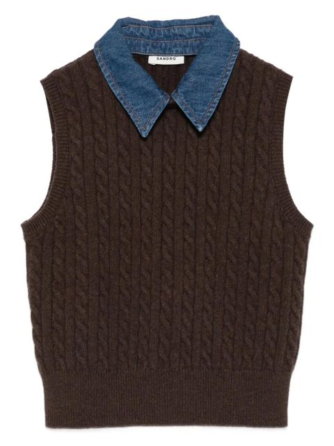 SANDRO cable-knit vest - Brown - zdjęcie produktu nr 1