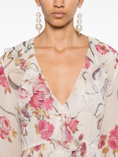 Blumarine floral-print maxi dress - Neutrals