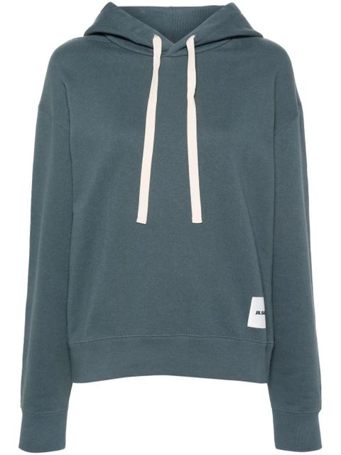 Jil Sander appliqué-logo cotton hoodie - Blue