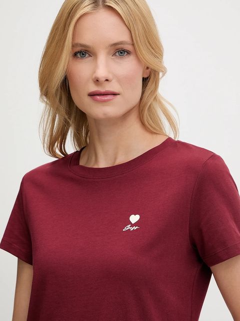 BOSS Orange t-shirt bawełniany damski kolor bordowy 50545288 - zdjęcie produktu nr 2