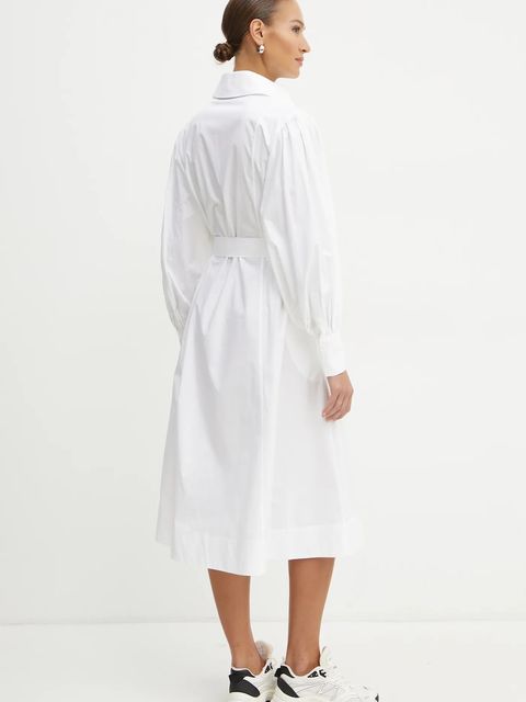 Karl Lagerfeld sukienka bawełniana kolor biały midi prosta A1W13018