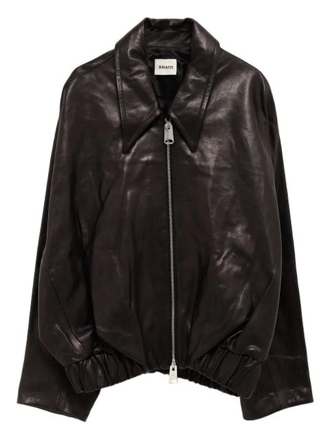 KHAITE ruched-hem lambskin jacket - Black - zdjęcie produktu nr 1