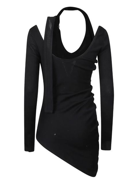 Jean Paul Gaultier ring-detail asymmetrical top - Black