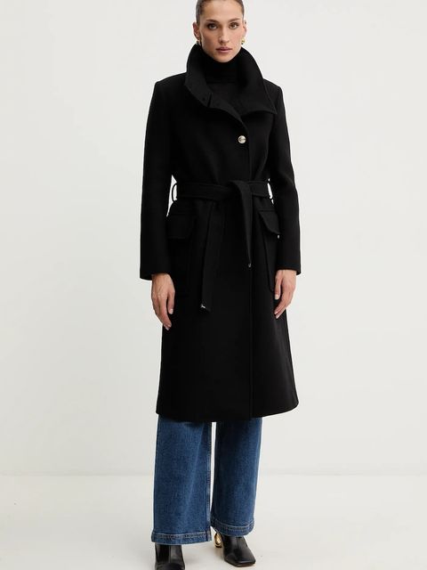 Morgan płaszcz z dodatkiem wełny kolor czarny GALOUA - zdjęcie produktu nr 1