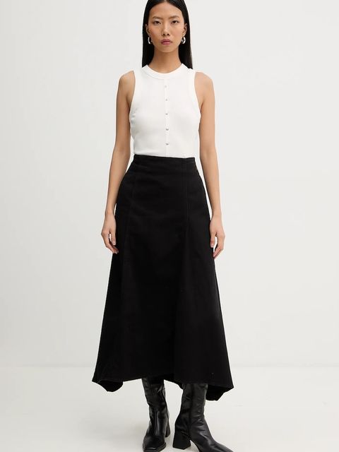 G-Star spódnica jeansowa kolor czarny maxi rozkloszowana D27941-E078