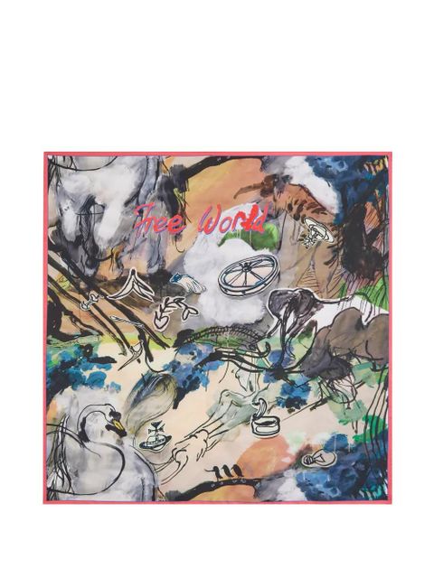 Vivienne Westwood Free World printed silk scarf - Neutrals - zdjęcie produktu nr 1
