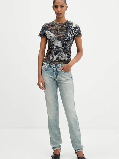 Diesel t-shirt bawełniany T-UNCUTIE-LONG-R1 damski kolor szary A19551.0DLBM