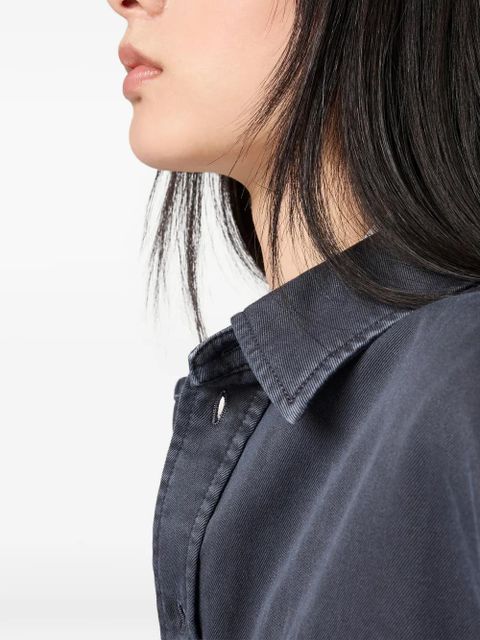 Miu Miu patch-pocket logo-embroidered shirt - Blue