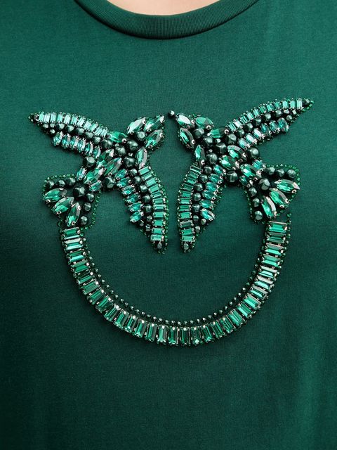 Pinko t-shirt bawełniany damski kolor zielony 100535 A2RN