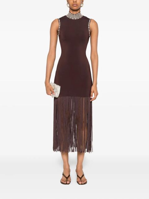 SANDRO high-neck fringe dress - Brown - zdjęcie produktu nr 2