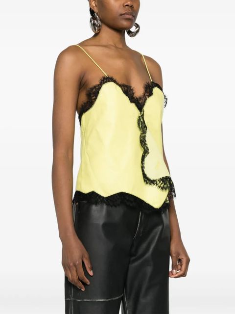 Off-White leather lace-detail top - Yellow