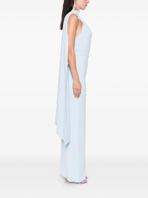 Solace London one-shoulder drape dress - Blue