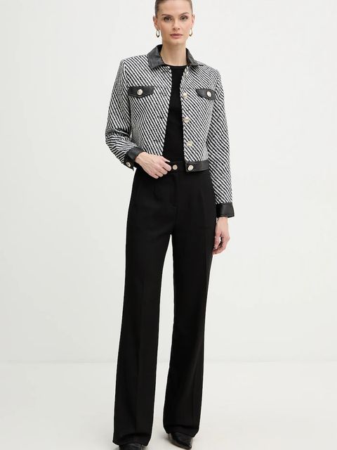 Morgan marynarka kolor czarny jednorzędowa wzorzysta VEGGO