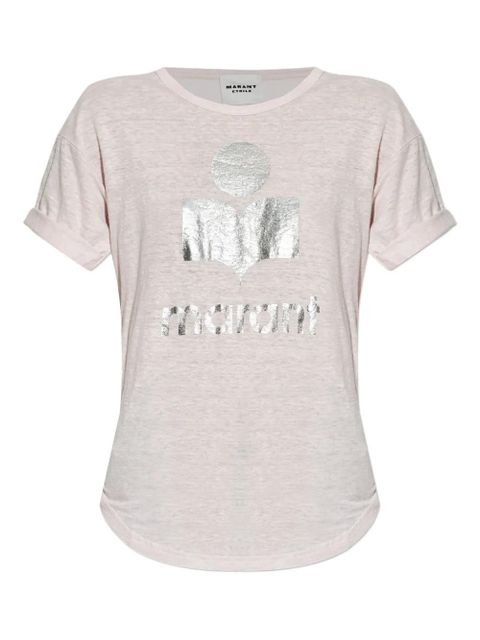 MARANT ÉTOILE logo-print linen top - Pink - zdjęcie produktu nr 1