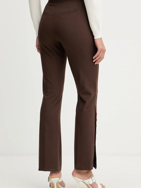 Karl Lagerfeld spodnie damskie kolor brązowy proste high waist B1W10006