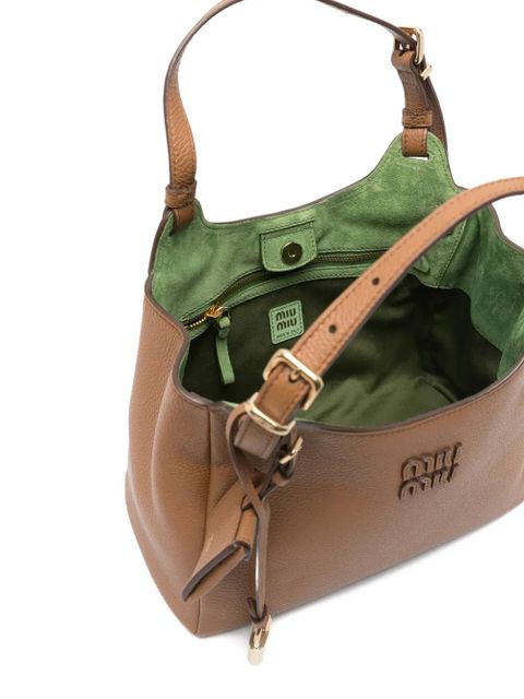 Miu Miu padlock-detail leather shoulder bag - Brown