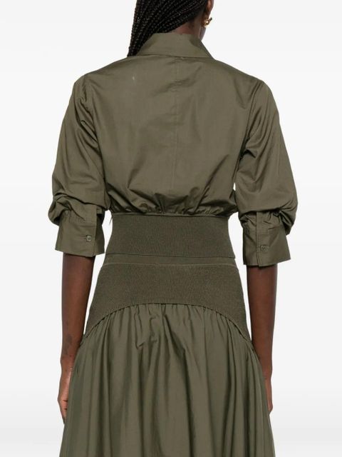 Simkhai gathered-sleeve cropped shirt - Green