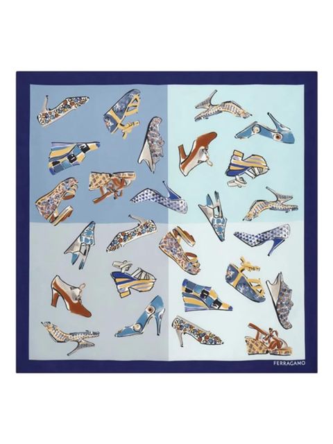 Ferragamo Genio print square scarf - Blue - zdjęcie produktu nr 1