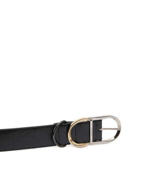 PINKO oval-buckle lambskin belt - Black