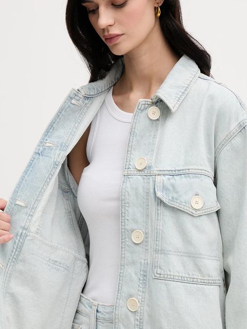 Tommy Hilfiger kurtka jeansowa kolor niebieski przejściowa WW0WW44410