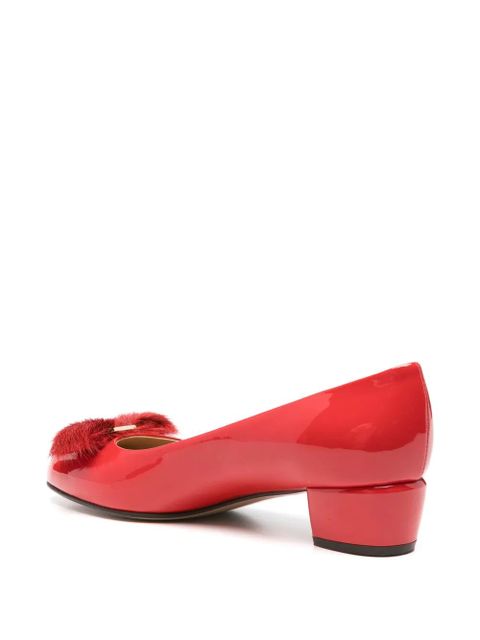 Ferragamo 30mm Vara leather flat pumps - Red