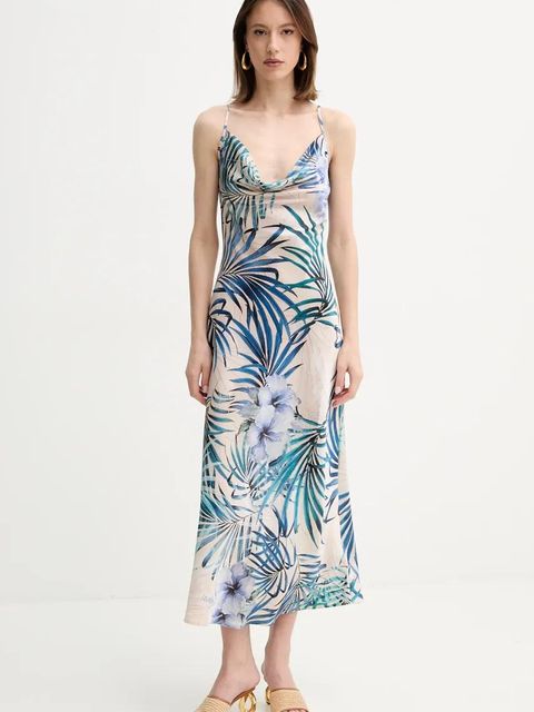 Guess sukienka NEW AKILINA kolor beżowy maxi dopasowana W5GK85 WH9C2 - zdjęcie produktu nr 1