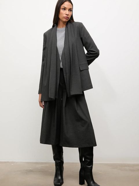 Answear.LAB sweter z wełny merino z apaszką damski kolor szary lekki - zdjęcie produktu nr 2