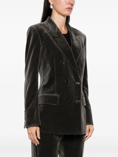 TOM FORD double-breasted velvet jacket - Grey - zdjęcie produktu nr 2