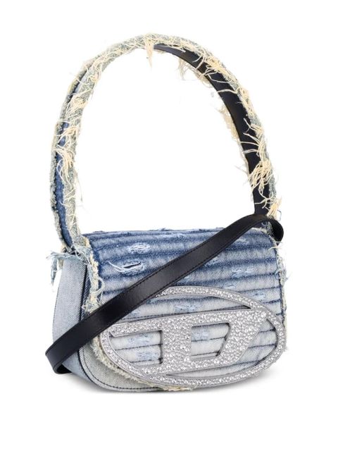 Diesel 1DR crystal-embellished denim shoulder bag - Blue