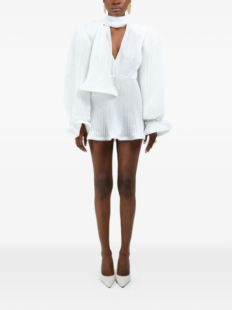 Rowen Rose pleated puffy mini dress - White