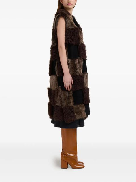 Marni patchwork faux fur gilet - Brown