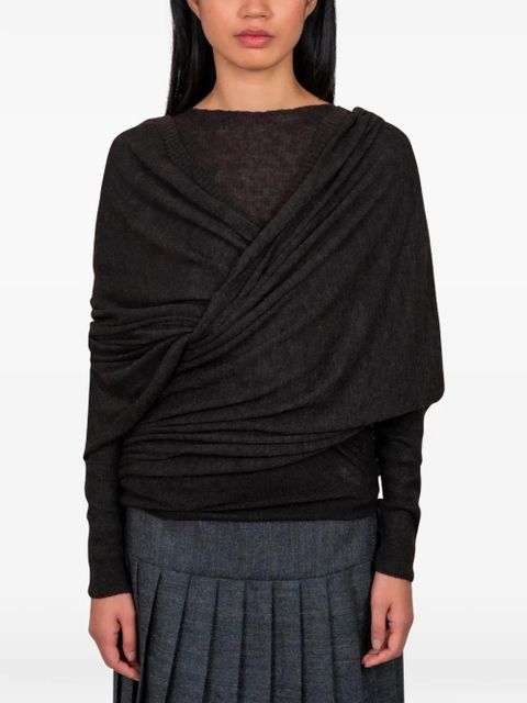 Paloma Wool Elio draped-design T-shirt - Brown - zdjęcie produktu nr 2