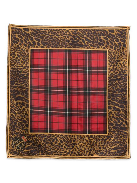 Lauren Ralph Lauren leopard-print tartan-print scarf - Red - zdjęcie produktu nr 1