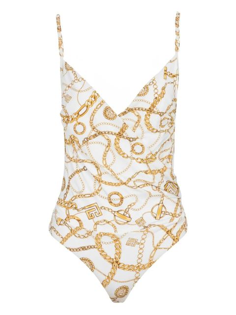 Balmain Chaînes-pattern swimsuit - White - zdjęcie produktu nr 1