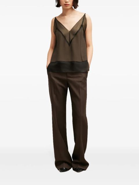 AMI Paris V-neck semi-sheer top - Brown - zdjęcie produktu nr 2