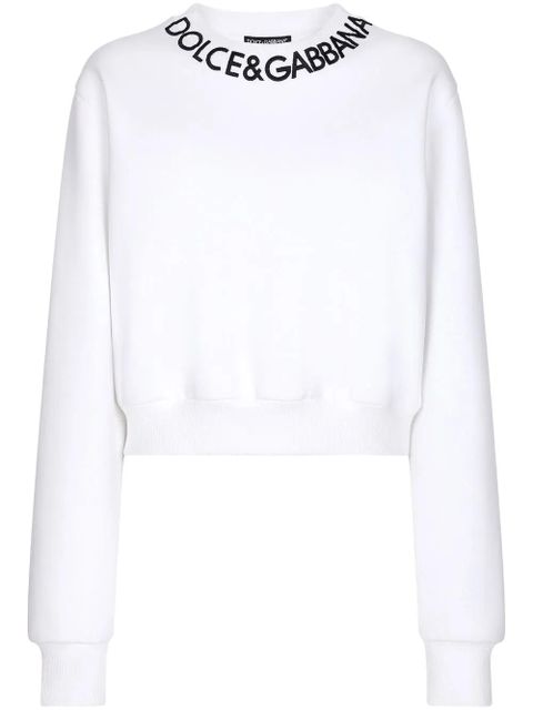 Dolce & Gabbana logo-embroidered cropped sweatshirt - White - zdjęcie produktu nr 1