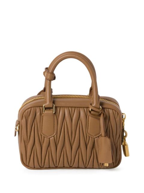 Miu Miu Arcadie matelassé leather tote bag - Brown